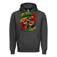 Charcoal Heather im celebrating juneteenth  (1) Zipper Hoodie - CowGirlArtShop