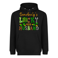 Black St. Patrick's Somebody's lucky as husband Heavyweight Hoodie - OliviaCreatesArt