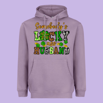 St. Patrick's Somebody's Lucky As Husband Heavyweight Hoodie Designed By Oliviacreatesart