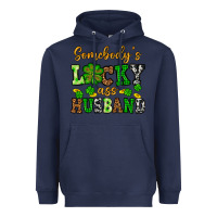 Navy St. Patrick's Somebody's lucky as husband Heavyweight Hoodie - OliviaCreatesArt