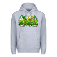 Heather Grey Lucky Nurse St. Patrick's Day Premium Hoodie - HowdyJamesFarm