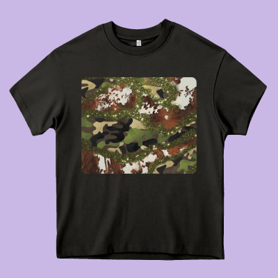 Black And Brown Cowhide Camouflage Heavy Core Tee Designed By Barkaloodesign