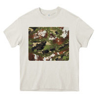 Cream black and brown cowhide camouflage Heavy Core Tee - BarkalooDesign