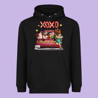 Valentine's Day Truck Farm Animals Cupid Xoxo Heavyweight Hoodie Designed By Fadigitalartstudio
