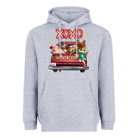 Heather Grey Valentine's Day Truck Farm Animals Cupid XOXO Heavyweight Hoodie - FaDigitalArtStudio