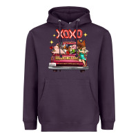 Plum Valentine's Day Truck Farm Animals Cupid XOXO Heavyweight Hoodie - FaDigitalArtStudio