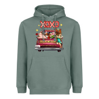 Sage Valentine's Day Truck Farm Animals Cupid XOXO Heavyweight Hoodie - FaDigitalArtStudio