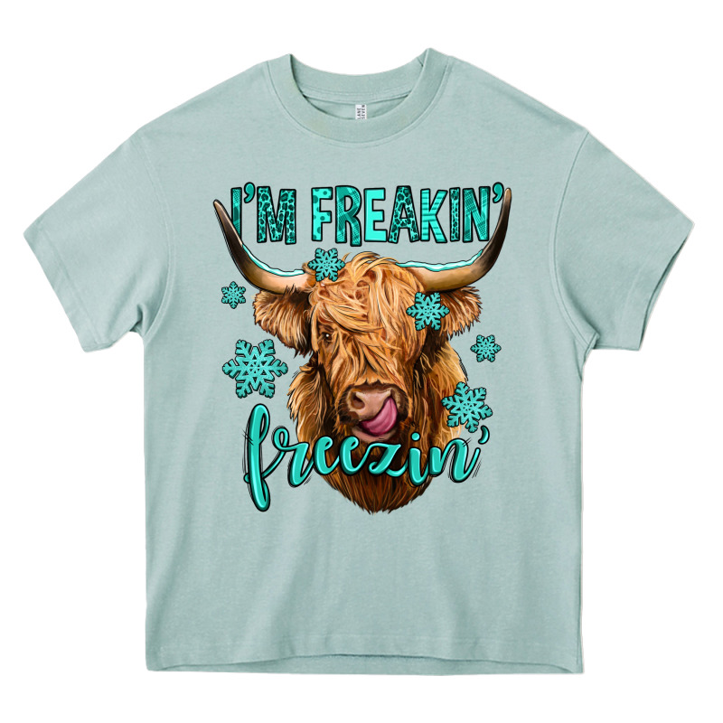 I'm Freakin Freezin Long Haired Cow Heavy Core Tee by Jasminsmagicworld | Teevron