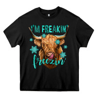 Black i'm freakin freezin long haired cow Heavy Core Tee - Jasminsmagicworld
