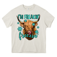 Cream i'm freakin freezin long haired cow Heavy Core Tee - Jasminsmagicworld