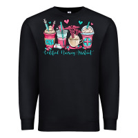 Black cna certified nursing assistant coffee cups Premium Sweatshirt - OliviaCreatesArt