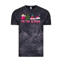 Cloud Black tis the season pink christmas Vintage Tee - MaliasSmallBusiness