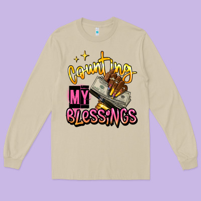 Counting My Blessings Afro Hands Long Sleeve Tee Designed By Ranaportraitstore