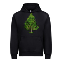Black White Pine Tree Illustrations Urban Hoodie - LillyAllenDesigns
