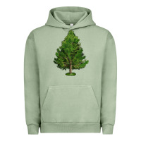 Pigment Oil Green White Pine Tree Illustrations Urban Hoodie - LillyAllenDesigns