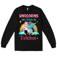 Black unicorns are born in october Long Sleeve Tee - Jasminsmagicworld