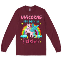 Burgundy unicorns are born in october Long Sleeve Tee - Jasminsmagicworld