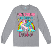Heather Grey unicorns are born in october Long Sleeve Tee - Jasminsmagicworld