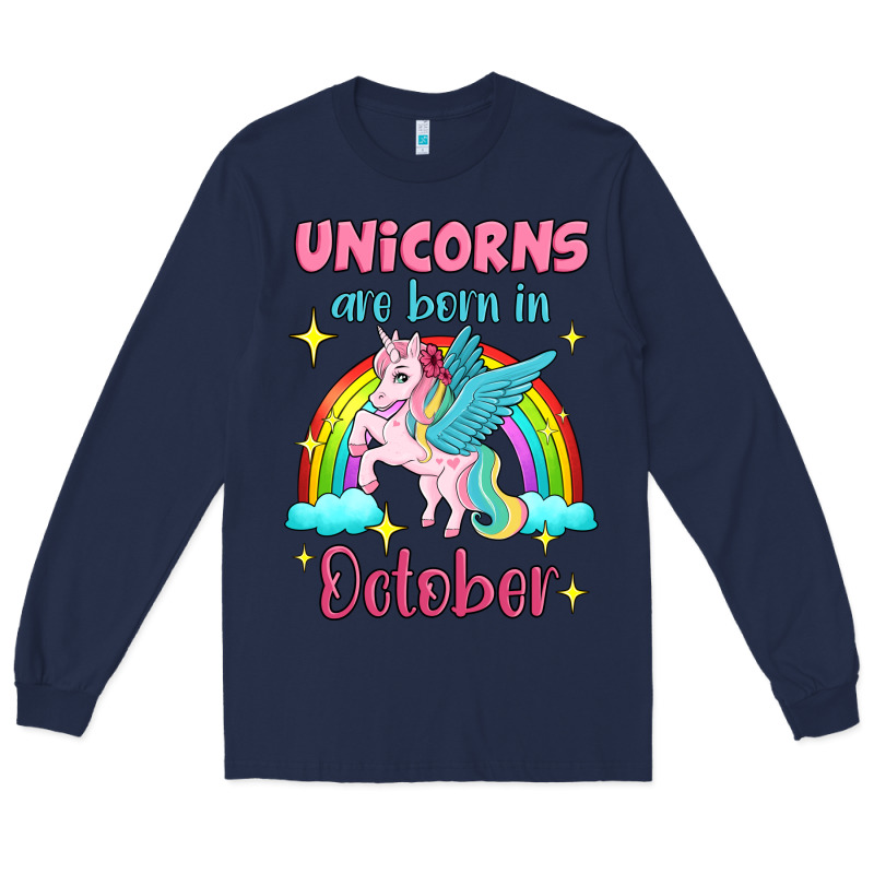 Unicorns Are Born In October Long Sleeve Tee by Jasminsmagicworld | Teevron