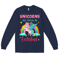 Navy unicorns are born in october Long Sleeve Tee - Jasminsmagicworld