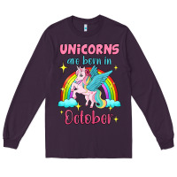 Plum unicorns are born in october Long Sleeve Tee - Jasminsmagicworld