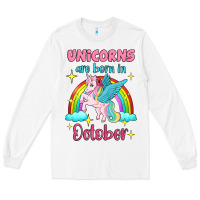 White unicorns are born in october Long Sleeve Tee - Jasminsmagicworld