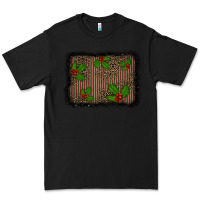 Black christmas plaid leopard mistletoe background Premium Tee - BarkalooDesign