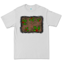 Dove Grey christmas plaid leopard mistletoe background Premium Tee - BarkalooDesign