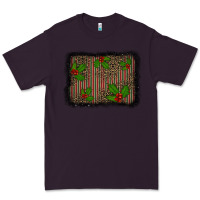 Plum christmas plaid leopard mistletoe background Premium Tee - BarkalooDesign