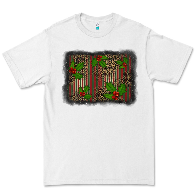 Christmas Plaid Leopard Mistletoe Background Premium Tee by BarkalooDesign | Teevron