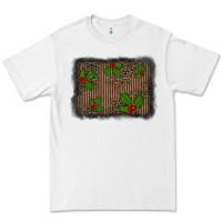 White christmas plaid leopard mistletoe background Premium Tee - BarkalooDesign