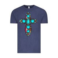 Vintage Denim gemstone cross Vintage Tee - JahusDesignShop