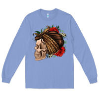 Colony Blue leopard bandana and roses skull Long Sleeve Tee - Jasminsmagicworld