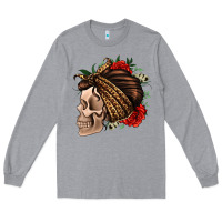 Heather Grey leopard bandana and roses skull Long Sleeve Tee - Jasminsmagicworld