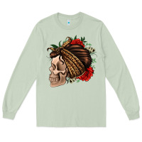 Matcha leopard bandana and roses skull Long Sleeve Tee - Jasminsmagicworld