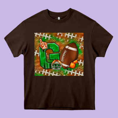 Go American Football Leopard Heavy Core Tee Designed By Nancycooperartshop
