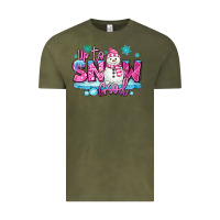 Vintage Olive up to snow good pink christmas winter snowman Vintage Tee - MaliasSmallBusiness