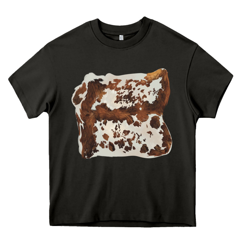 Hand Drawn Cowhide Cow Fur Heavy Core Tee by BarkalooDesign | Teevron