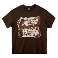 Chocolate Brown hand drawn cowhide cow fur Heavy Core Tee - BarkalooDesign