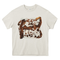 Cream hand drawn cowhide cow fur Heavy Core Tee - BarkalooDesign