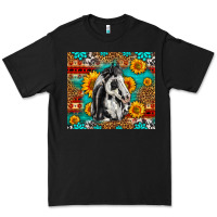 Black Aztec Sunflowers Horse Premium Tee - LillyAllenDesigns