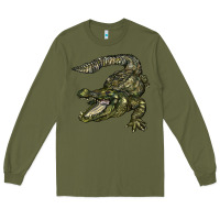 Army Green alligator Long Sleeve Tee - BarkalooDesign