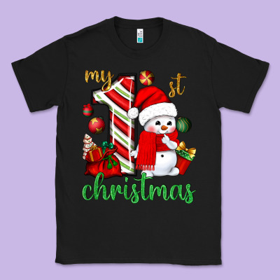 My 1 St Christmas With Cute Snowman Bbs Classic Tee Designed By Bundleandbundleshop