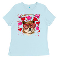 Baby Blue valentine's shiba inu Ladies Tee - RanaPortraitStore
