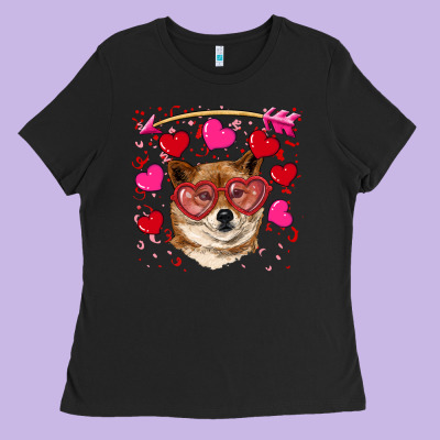 Valentine's Shiba Inu Ladies Tee Designed By Ranaportraitstore