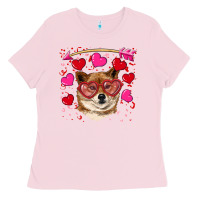 Bubblegum Pink valentine's shiba inu Ladies Tee - RanaPortraitStore
