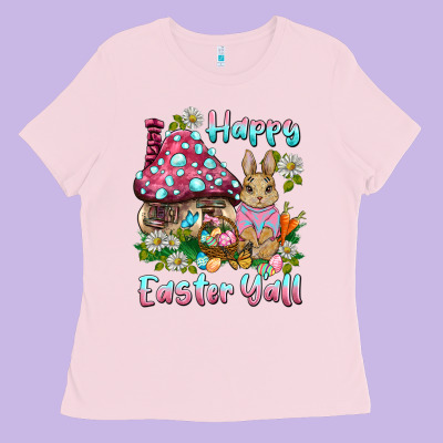 Happy Easter Y'all Rabbit Ladies Tee Designed By Barkaloodesign