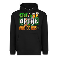 Black St. Patrick's Eat drink and be Irish Heavyweight Hoodie - OliviaCreatesArt