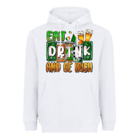 White St. Patrick's Eat drink and be Irish Heavyweight Hoodie - OliviaCreatesArt