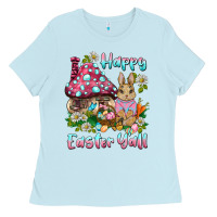 Baby Blue happy easter y'all rabbit Ladies Tee - BarkalooDesign